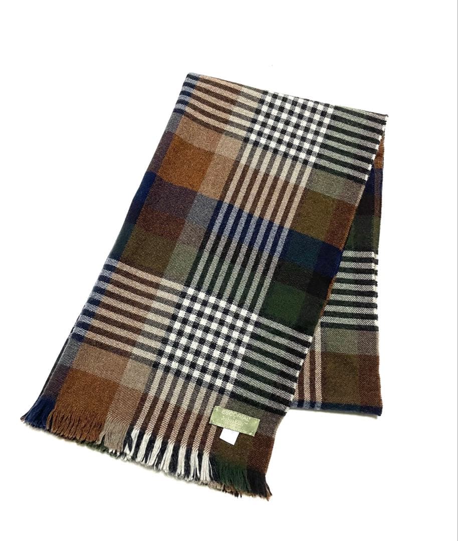 【美品】Joshua Ellis ジョシュアエリス マルチカラーチェックマフラー