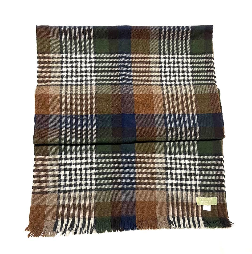 【美品】Joshua Ellis ジョシュアエリス マルチカラーチェックマフラー