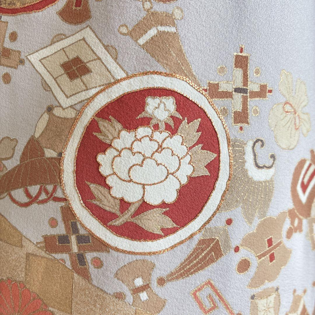 訪問着　フルセット　着物　難あり　練習用　正絹　宝尽くし　金駒刺繍　N2