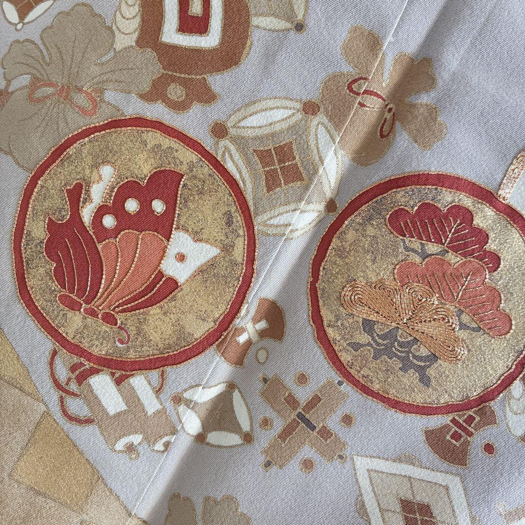 訪問着　フルセット　着物　難あり　練習用　正絹　宝尽くし　金駒刺繍　N2