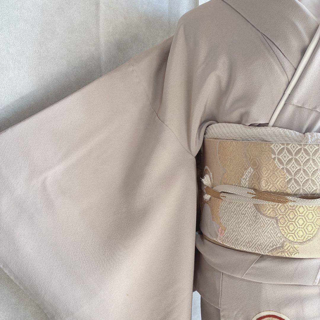 訪問着　フルセット　着物　難あり　練習用　正絹　宝尽くし　金駒刺繍　N2