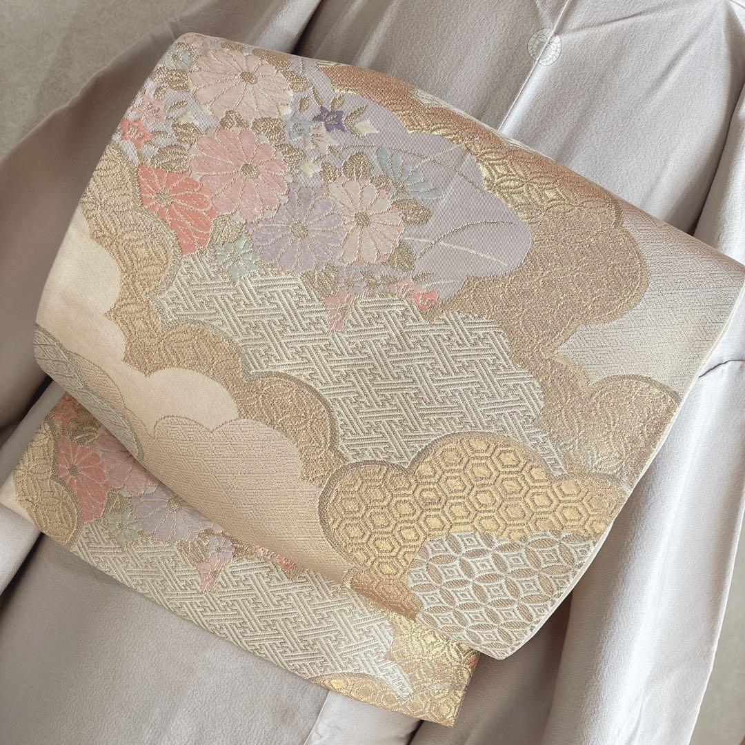 訪問着　フルセット　着物　難あり　練習用　正絹　宝尽くし　金駒刺繍　N2