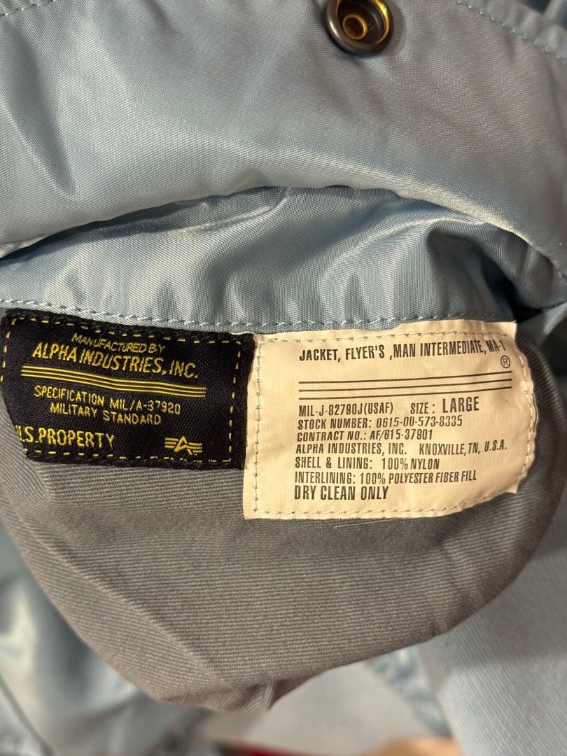 ★希少★水色★ALPHA INDUSTRIES★MA-1★フライトジャケット