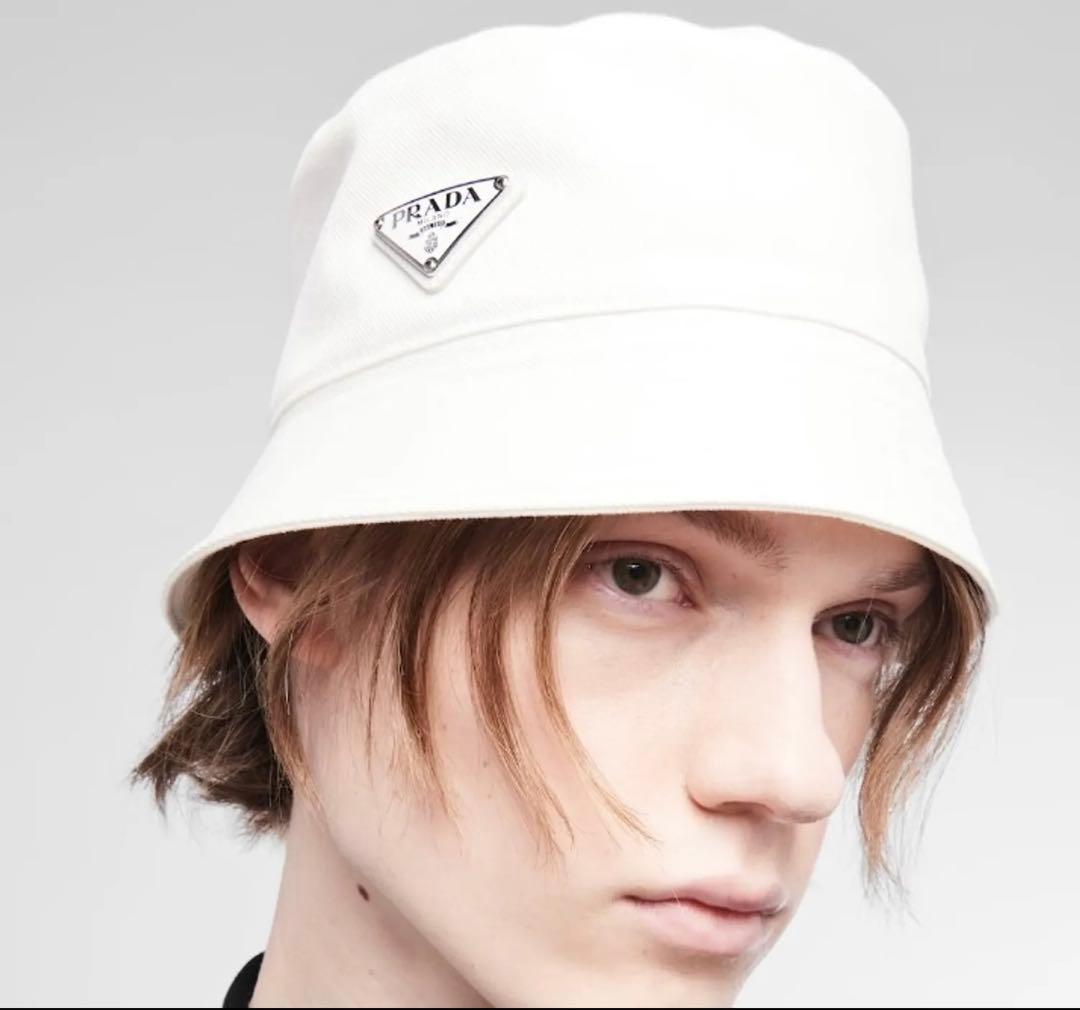 PRADA ナイロンバケットハットホワイト/ M