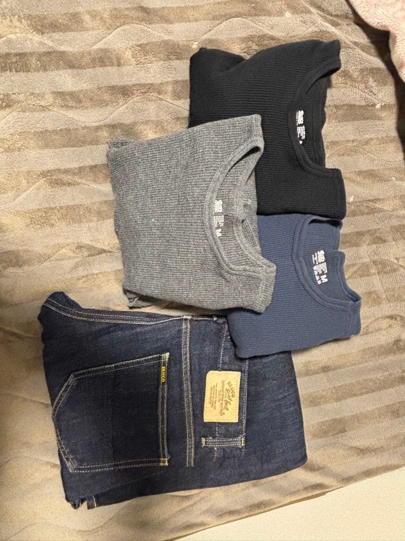 bluco デニム bluco サーマル長袖　3PAC SET セット販売