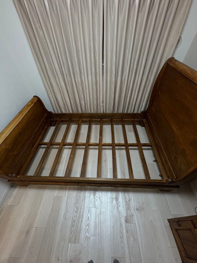【送料込】 ヴィンテージ調 チーク セミダブル ベッドフレーム
