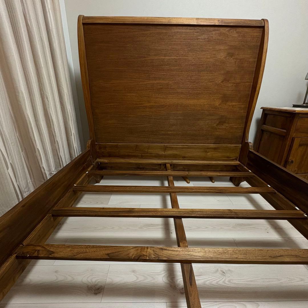 【送料込】 ヴィンテージ調 チーク セミダブル ベッドフレーム