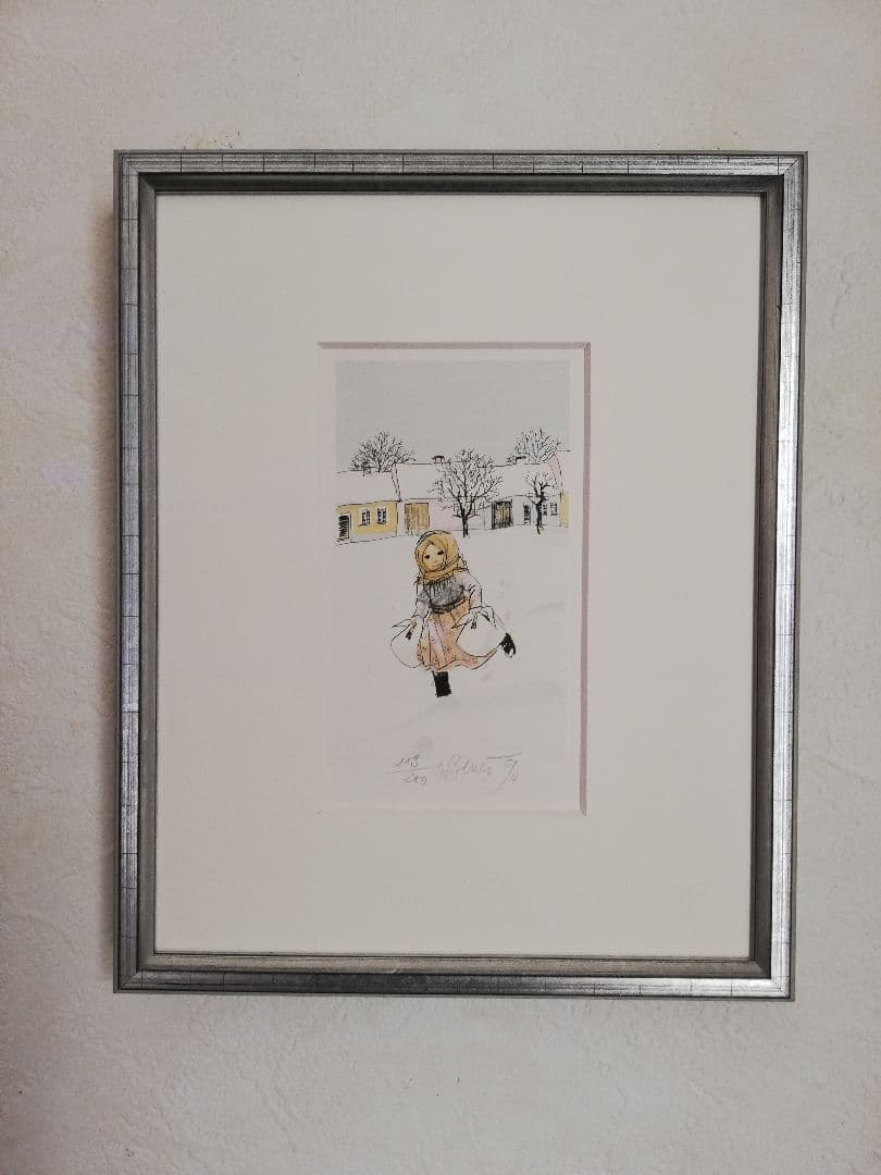 アート443　「鯉(クリスマス)」　チェコのリトグラフ(石版画)