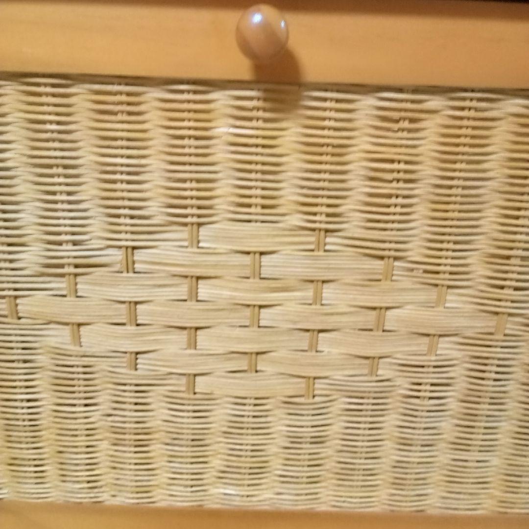 ラタン調ルーバー扉付き 3段薄型シューズラック/靴箱