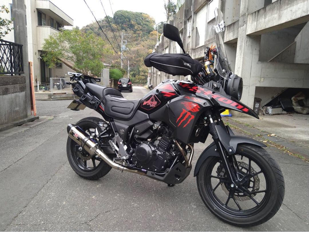 Ｖストローム２５０用ヨシムラ Ｒ77 Ｓチタンブルーカーボンエンドマフラー