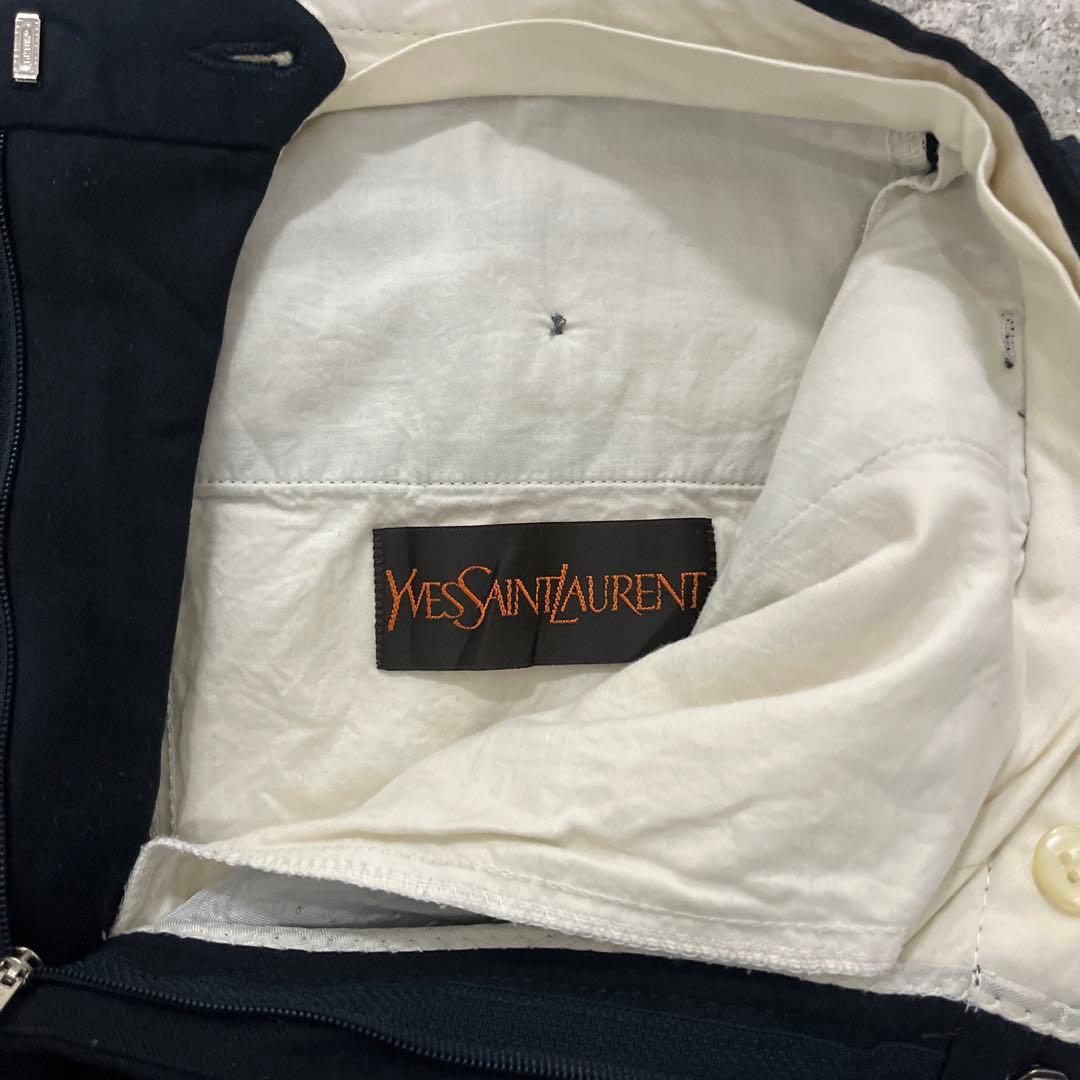 80s YVES SAINT LAURENT ユーロ製 ブラックワイドスラックス