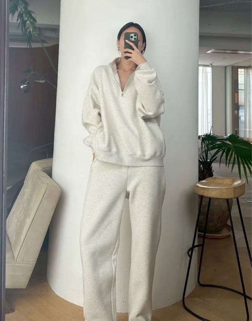 searoomlynn Volume Sweatスタンドカラープルオーバーグレー