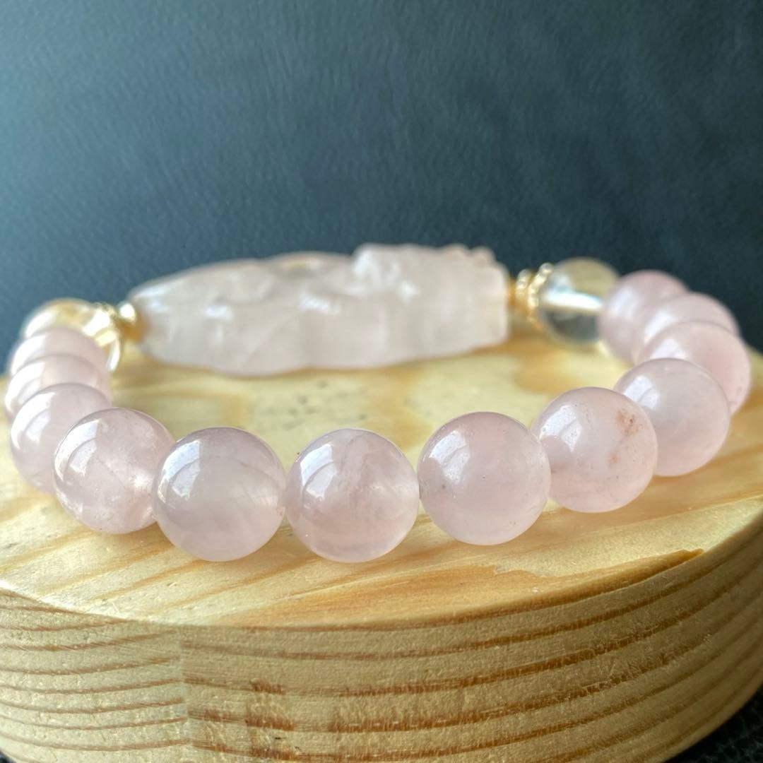 ローズクオーツ龍ブレスレット　恋愛運