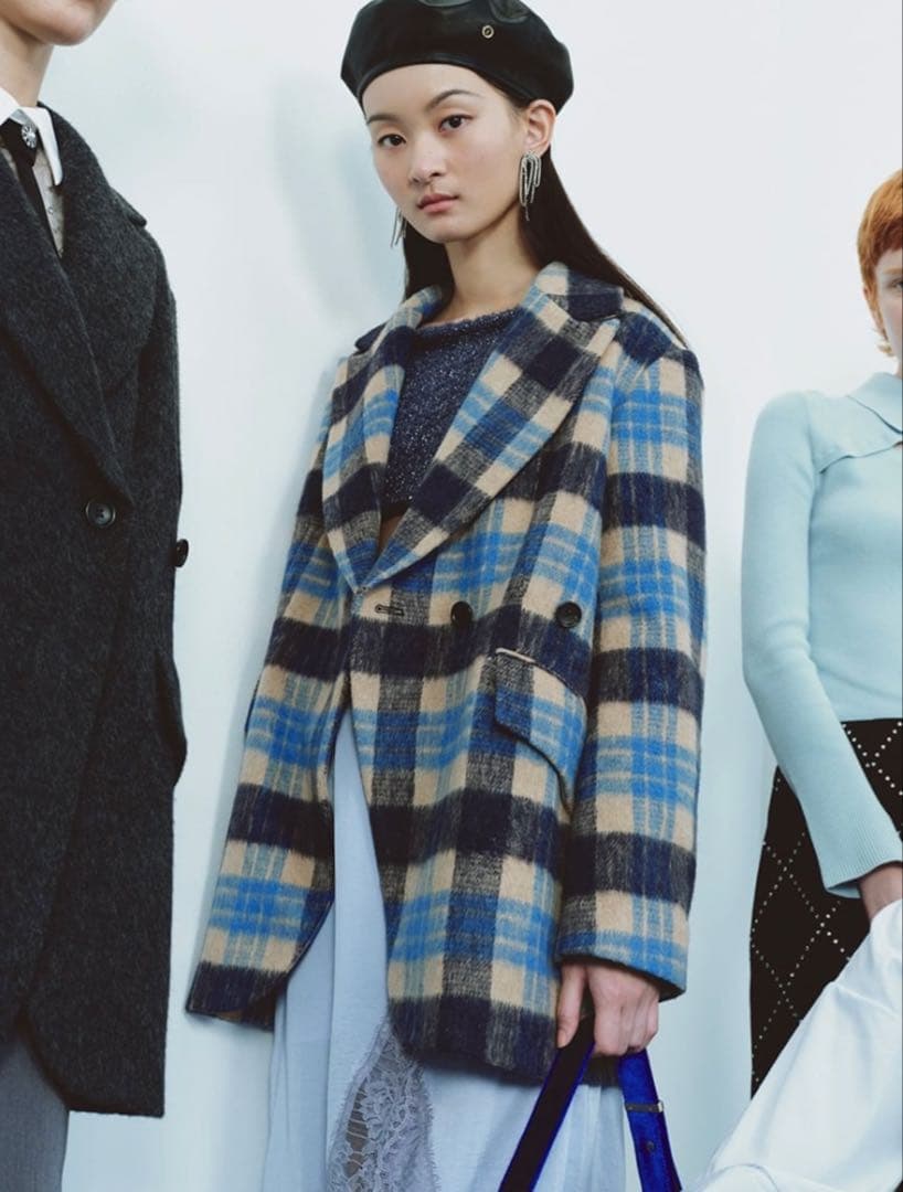 LILY BROWN シャギーオーバージャケット チェック コート サイズ1