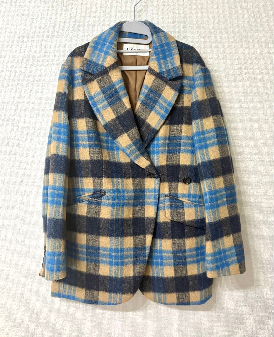 LILY BROWN シャギーオーバージャケット チェック コート サイズ1