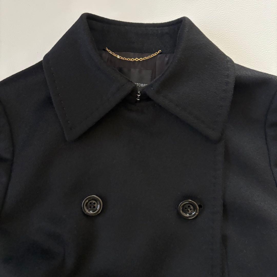 極美品✨ 22 OCTOBRE ダブルトレンチコート カシミヤ100% ブラック