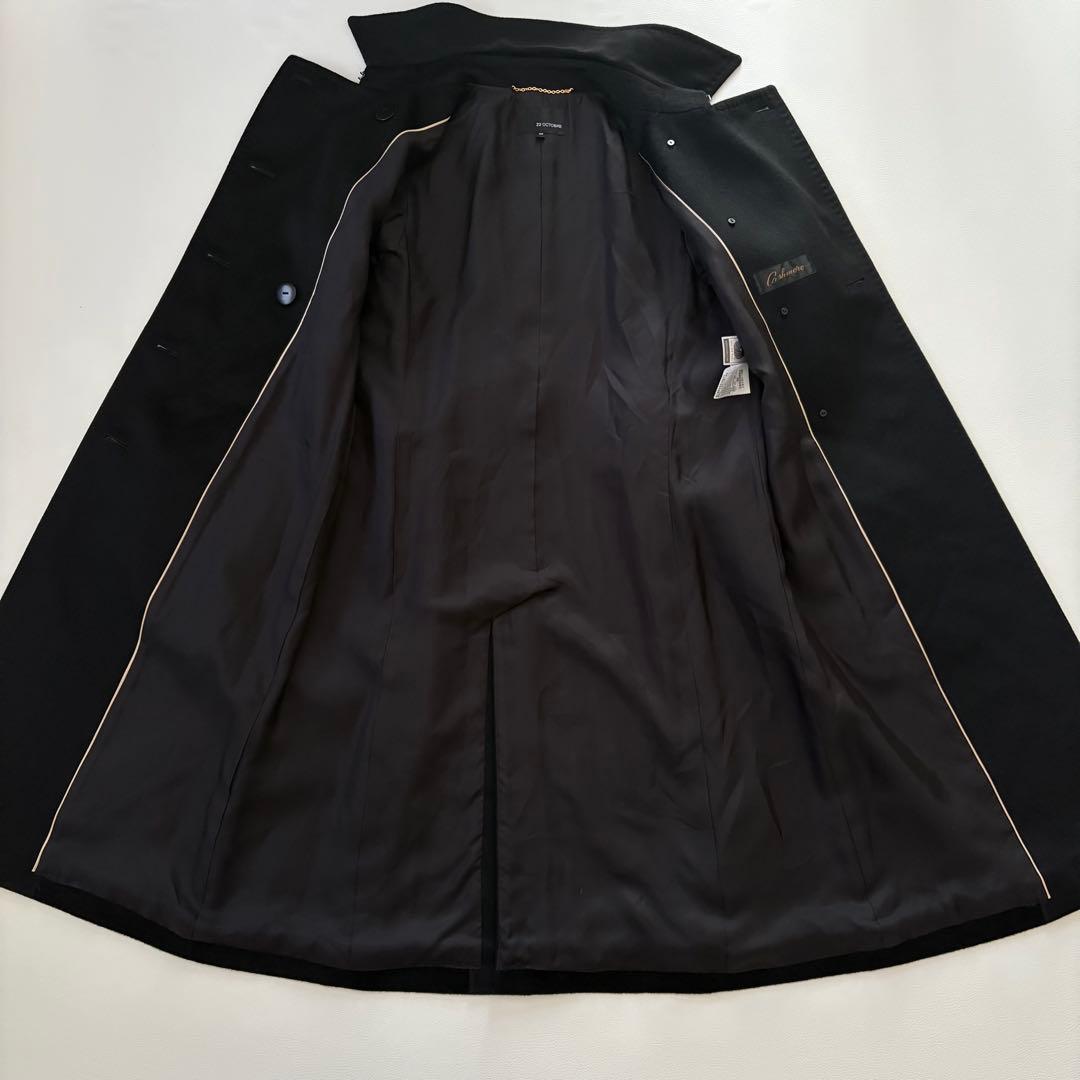 極美品✨ 22 OCTOBRE ダブルトレンチコート カシミヤ100% ブラック