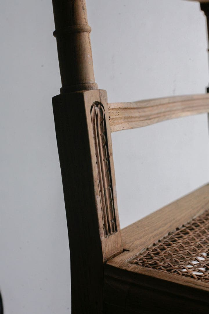 フランスアンティーク　ペーパーコードチェア　無垢材　古家具　アンティークチェア