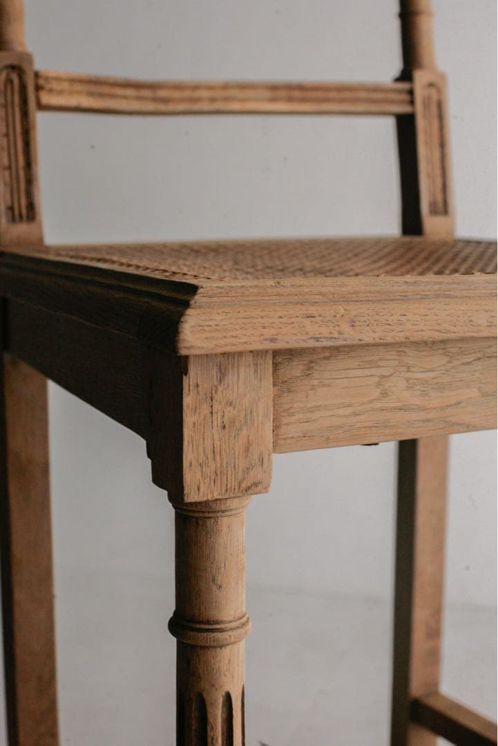 フランスアンティーク　ペーパーコードチェア　無垢材　古家具　アンティークチェア