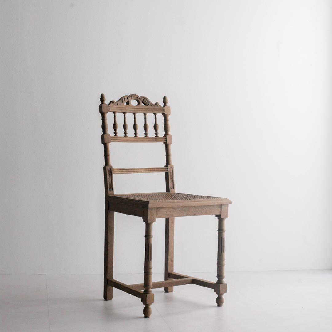 フランスアンティーク　ペーパーコードチェア　無垢材　古家具　アンティークチェア