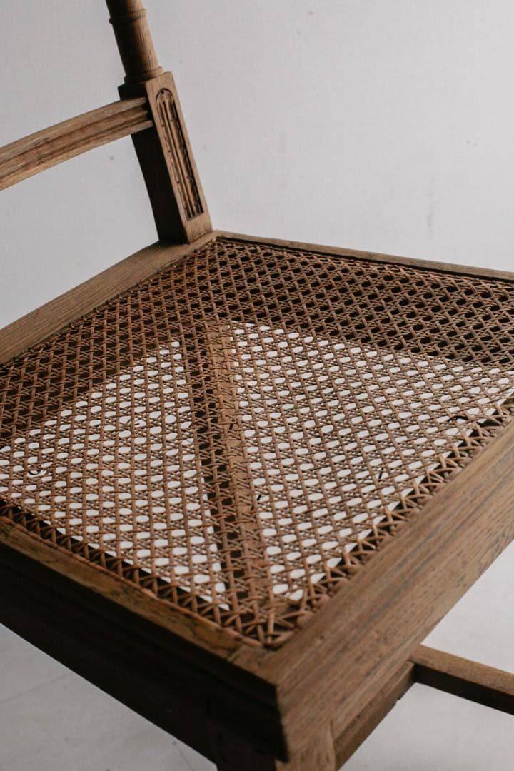 フランスアンティーク　ペーパーコードチェア　無垢材　古家具　アンティークチェア