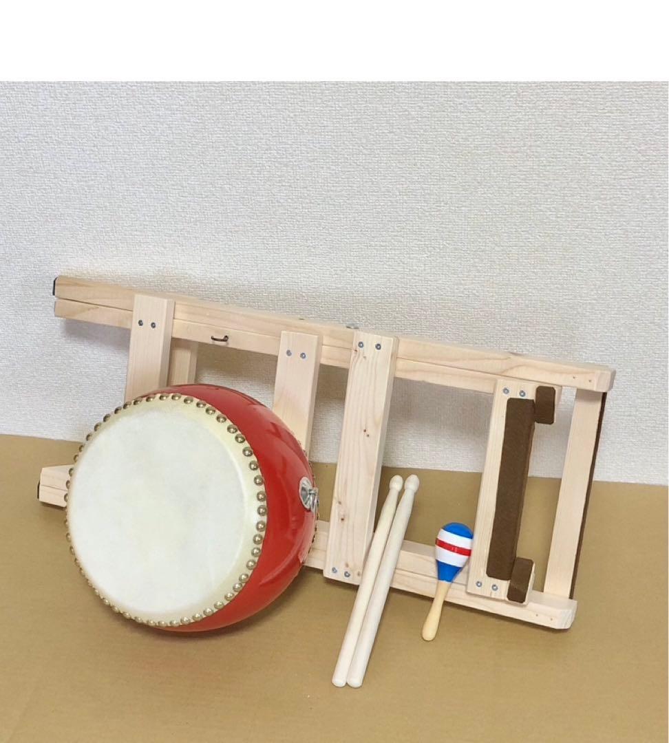 太鼓と太鼓台セット【キッズ和太鼓】 《太鼓寸法: 直径24cm 中型6インチ》