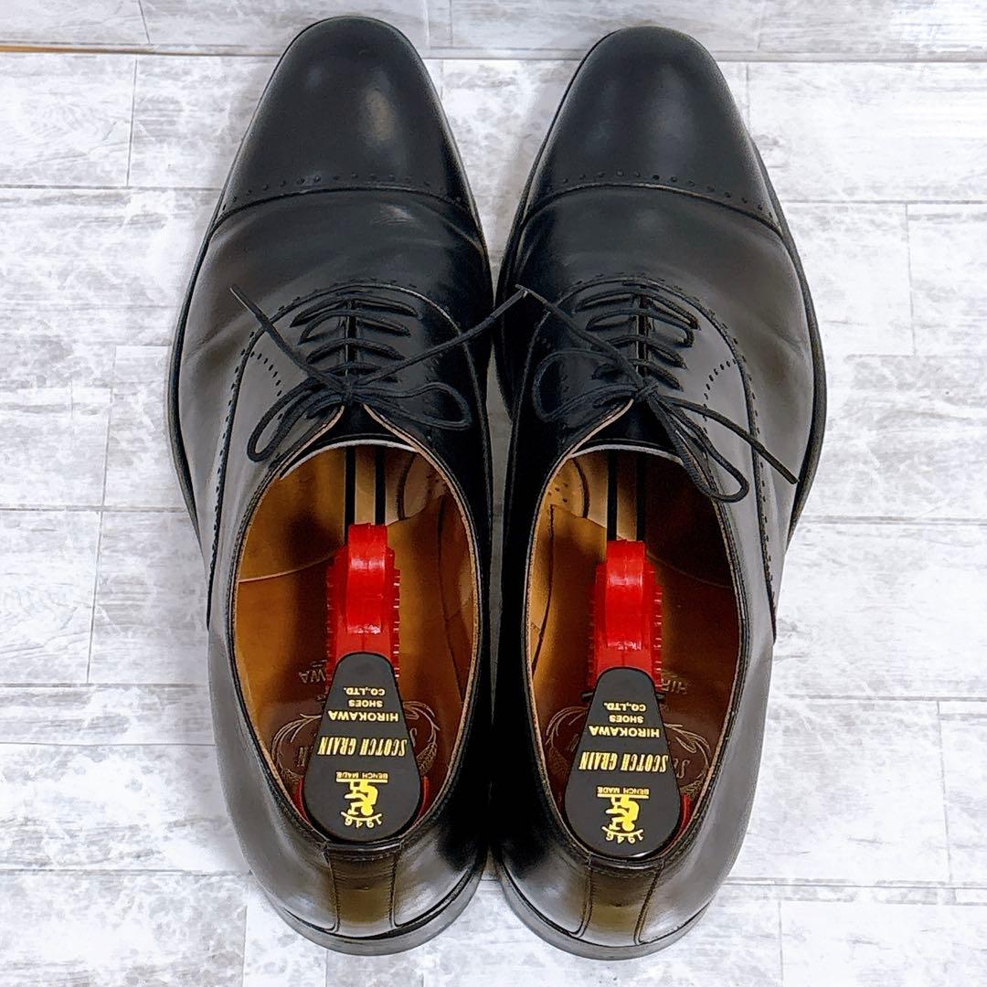 純正ツリー付★スコッチグレイン N-756 ストレートチップ 本革 黒 27cm