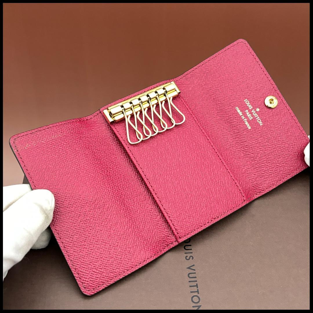 ルイヴィトン モノグラム キーケース ミュルティクレ6　フューシャ　レディース