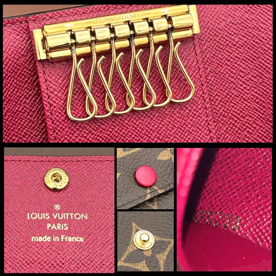 ルイヴィトン モノグラム キーケース ミュルティクレ6　フューシャ　レディース