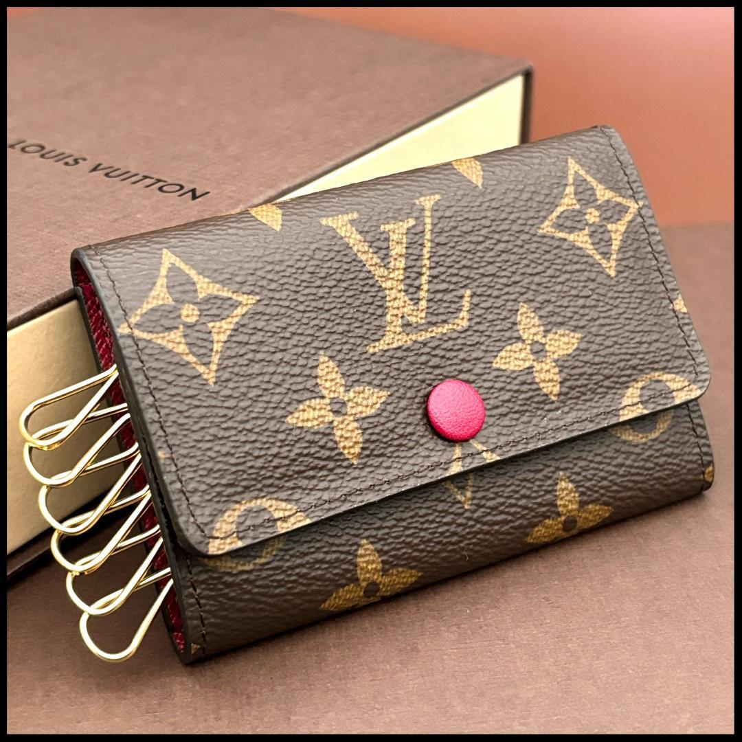 ルイヴィトン モノグラム キーケース ミュルティクレ6　フューシャ　レディース