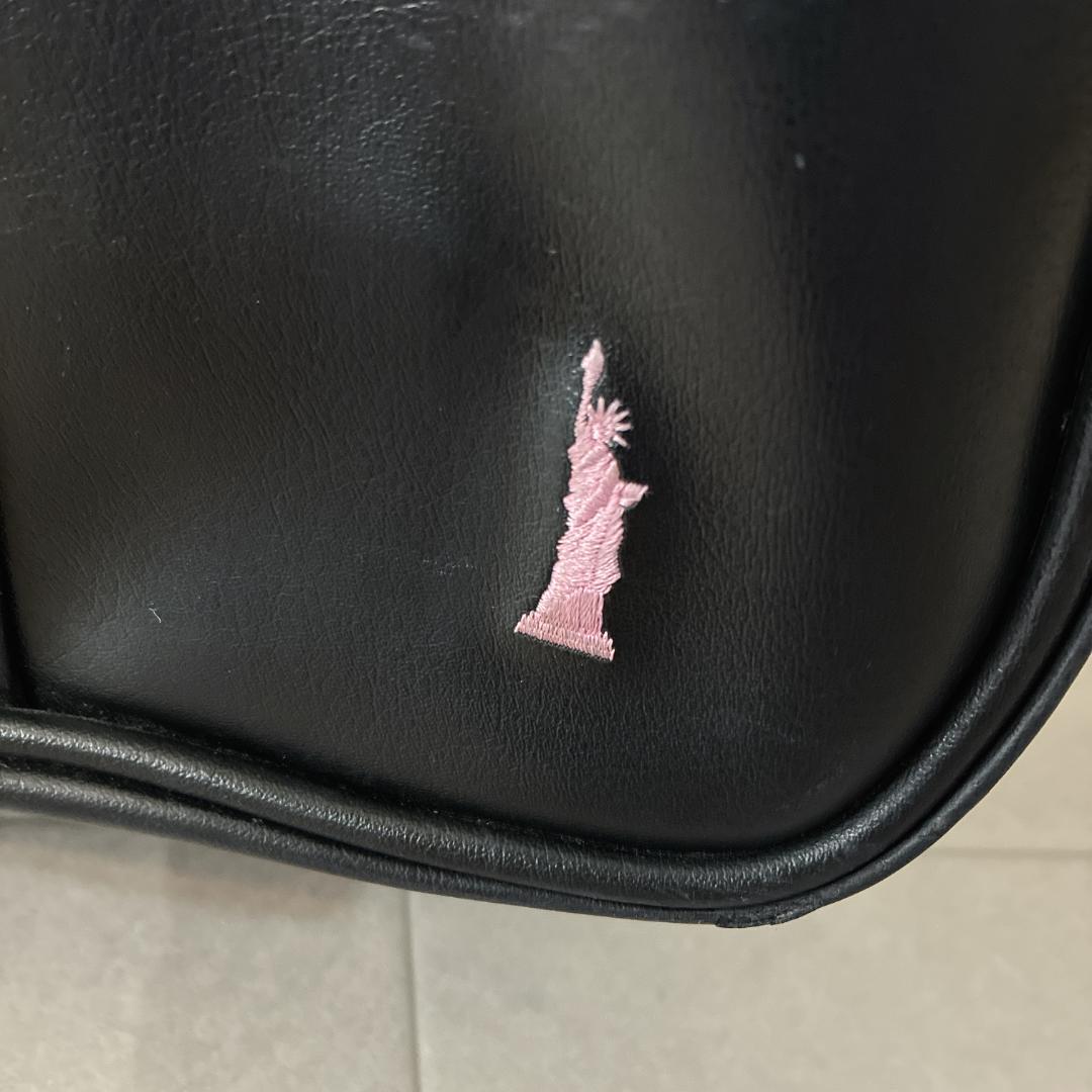 良品 イーストボーイ♡スクールバッグ 女神 ピンク 黒 刺繍 スクバ