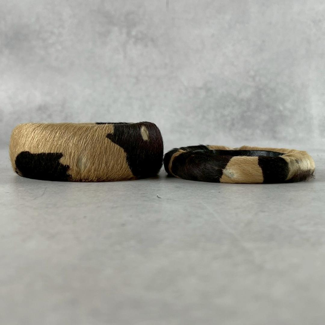 希少　ボッテガヴェネタ　ヘアカーフ　レザー　バングル　ファー　２個セット 細太