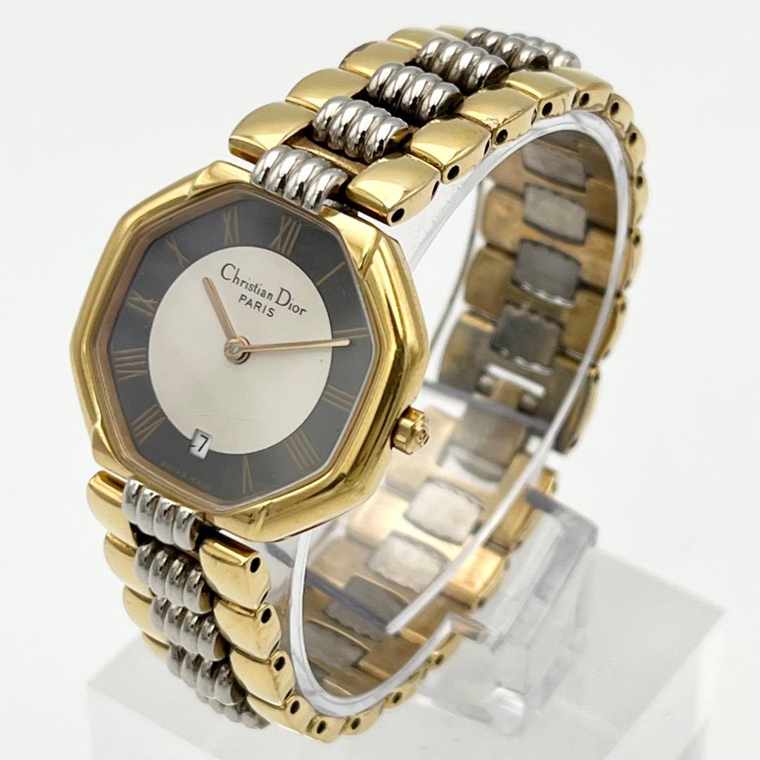 稼動 ディオール オクタゴン コンビ ゴールドべゼル 腕時計 Vintage
