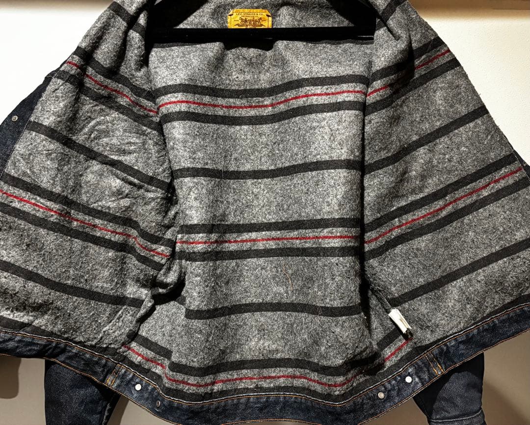 87年8月 levi's オレンジタブ 70649-03 レザー襟 ブランケット