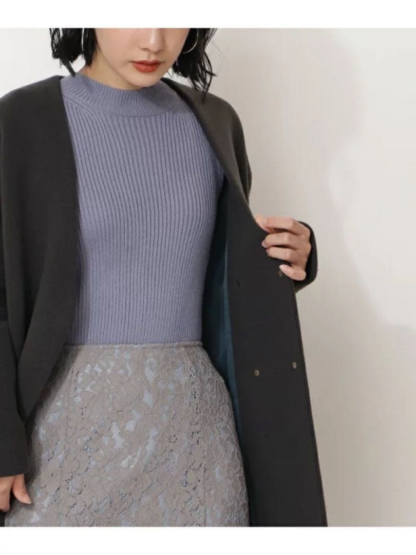 ☆ほぼ未使用☆NBB×MANTECOノーカラーVコート　チャコール　Mサイズ