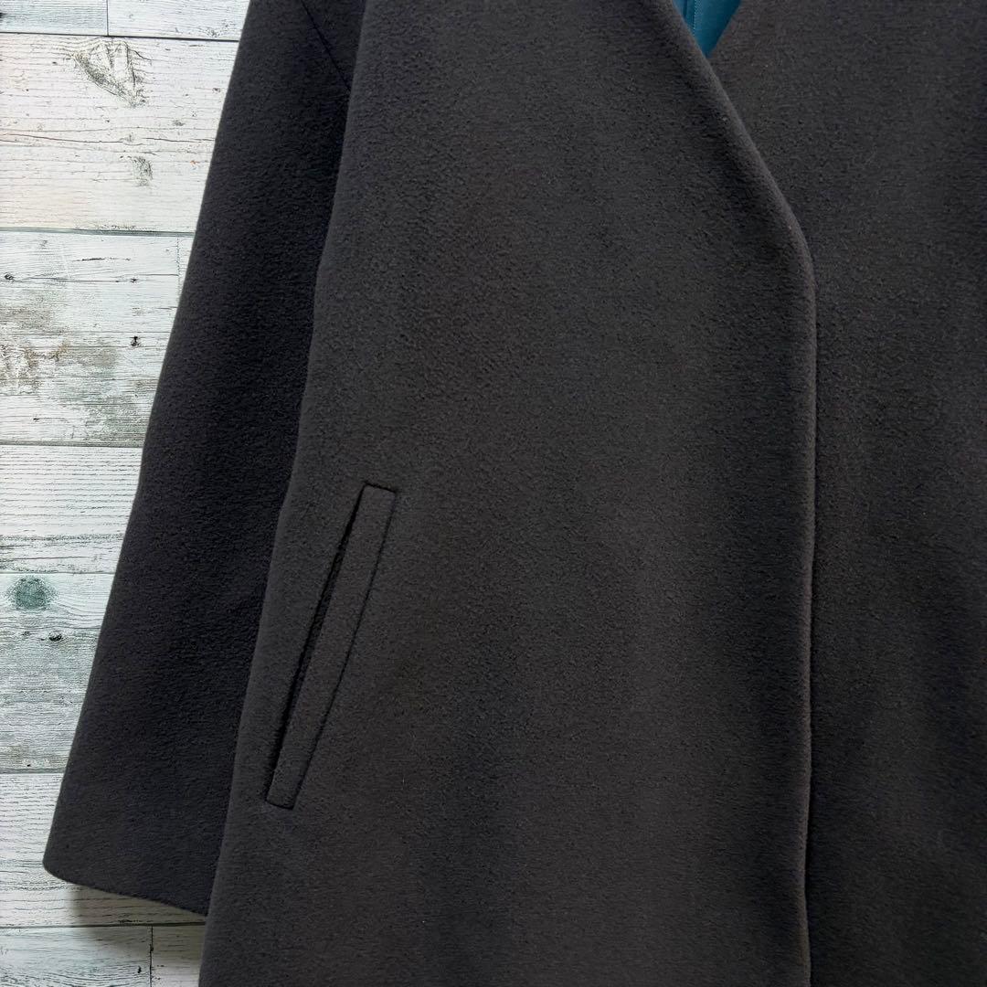 ☆ほぼ未使用☆NBB×MANTECOノーカラーVコート　チャコール　Mサイズ