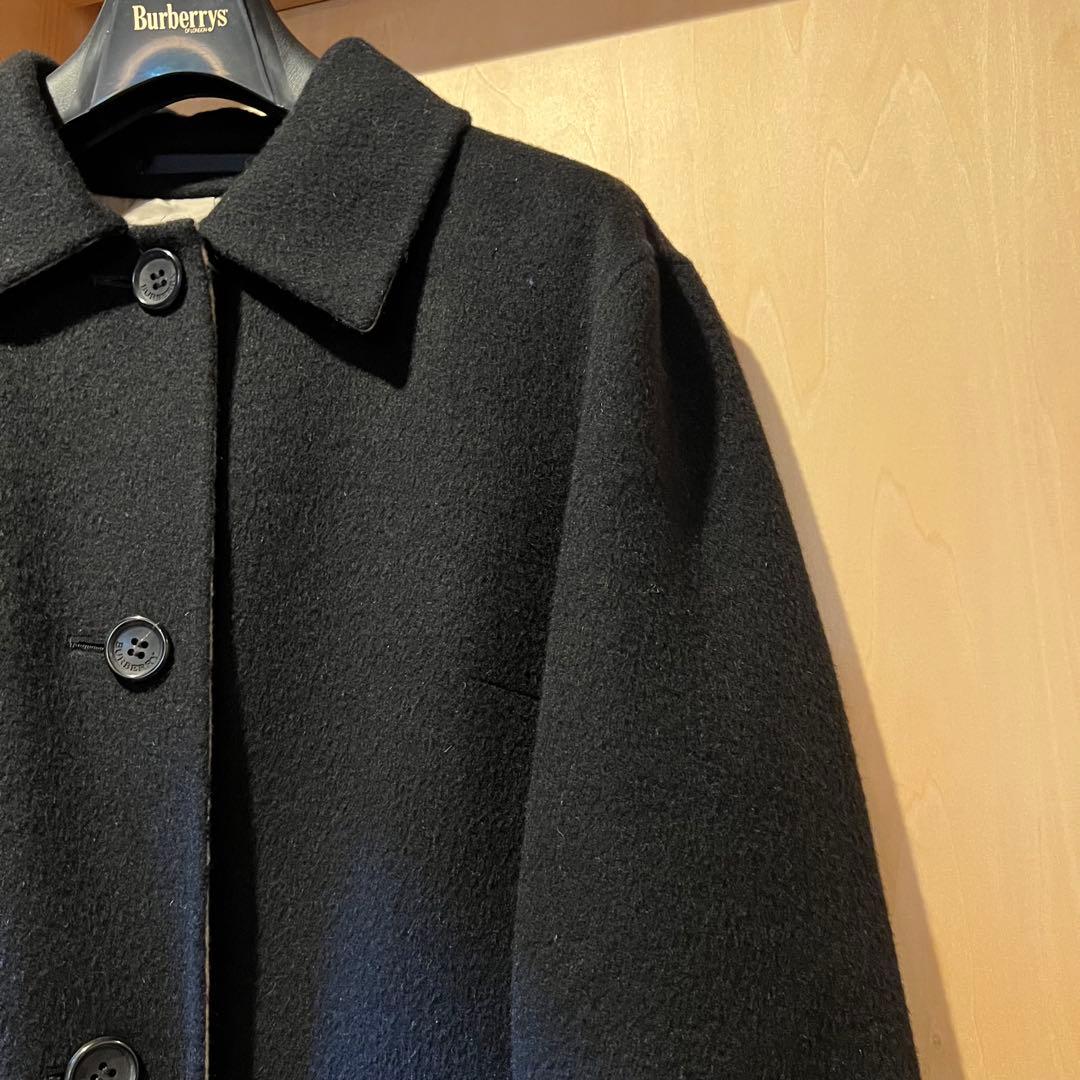 バーバリーロンドン ロングコート ノバチェック カシミヤ 黒　40サイズ