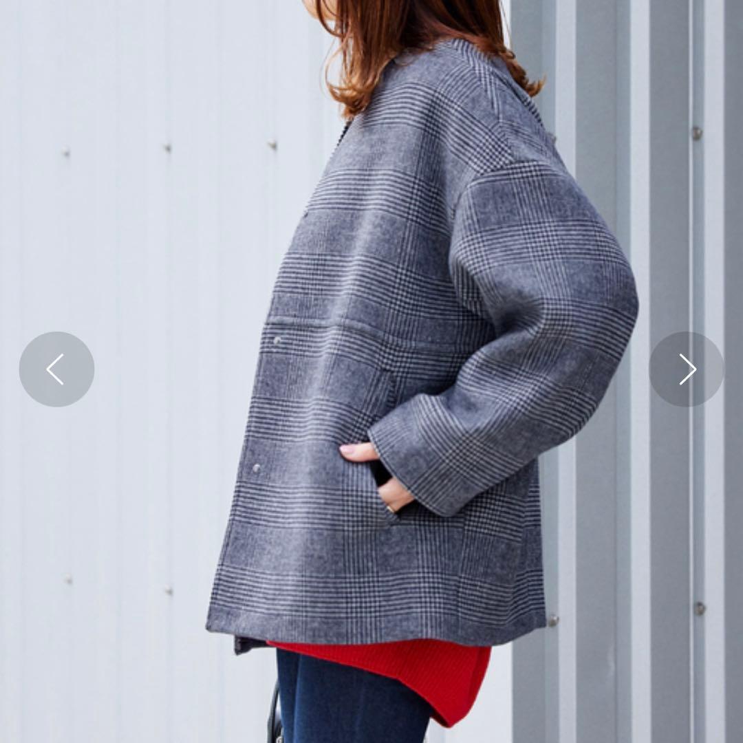 ジャーナルスタンダード スーパー140ビーバーノーカラーショートコート36