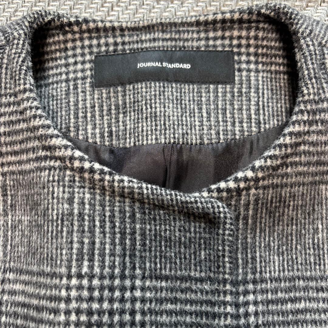 ジャーナルスタンダード スーパー140ビーバーノーカラーショートコート36