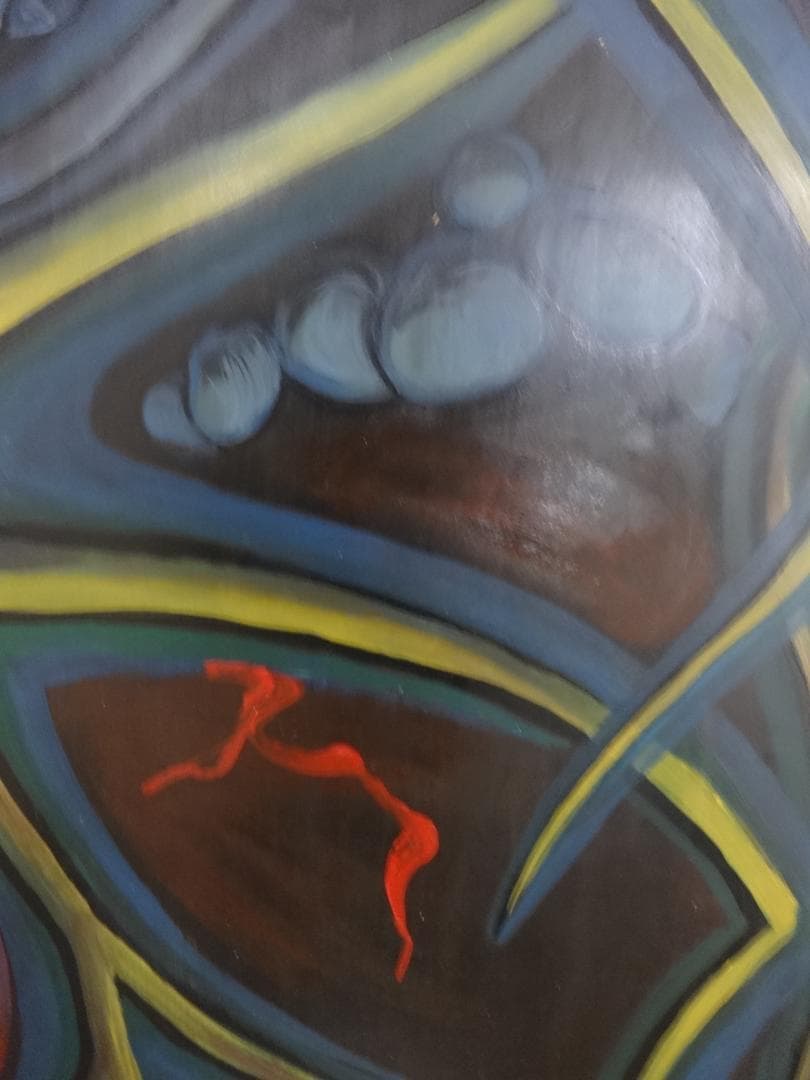 不*鳥様 岡本太郎 抽象画 万博 肉筆油彩 紙本著色 額装 洋画 ot62v