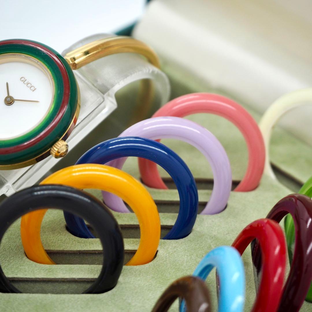 65【美品】GUCCI 時計　チェンジベゼル　Sサイズ　ゴールド　12色完備品