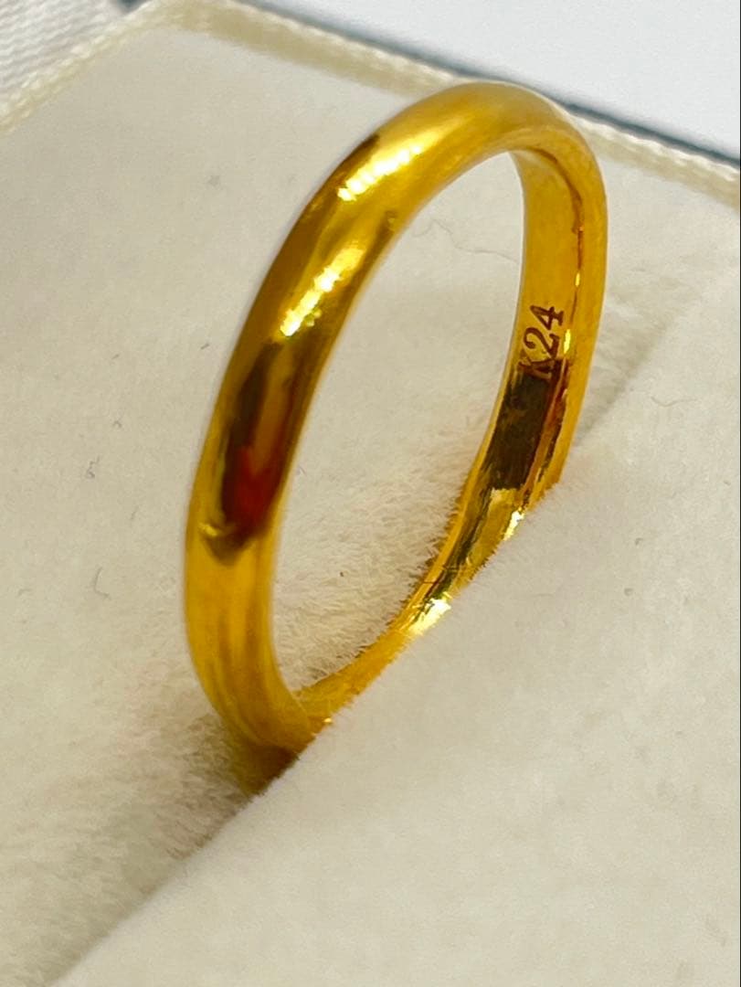 K24 純金 甲丸リング 3.49g指輪 リング 刻印あり ハンドメイド