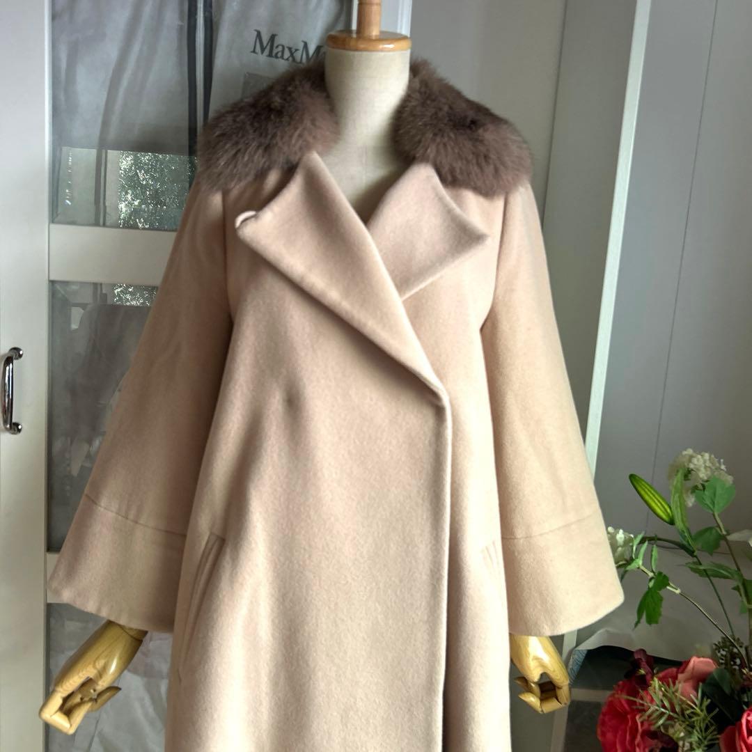 美品　マイストラーダ　上質アンゴラ混　フォックスファー　着心地良いロングコート