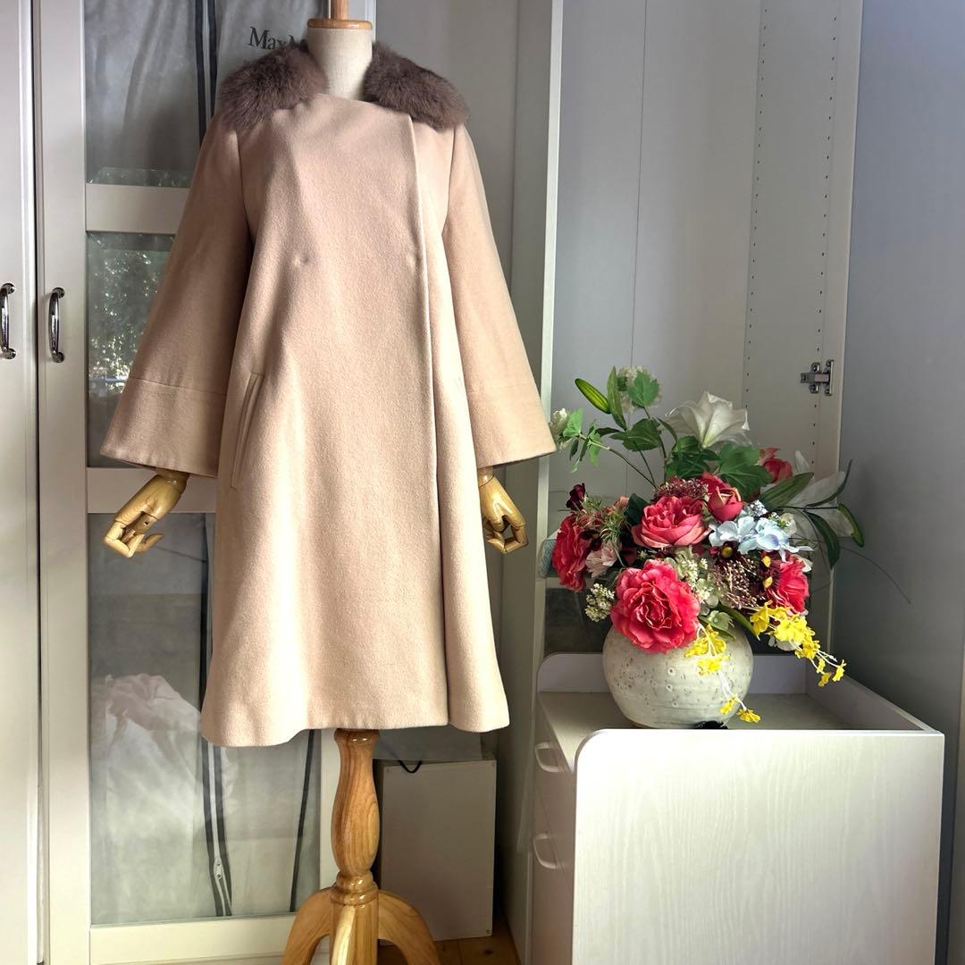 美品　マイストラーダ　上質アンゴラ混　フォックスファー　着心地良いロングコート