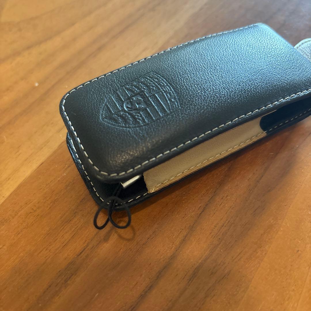 美品　純正　ポルシェ　本革　キーケース　本物　ブラック　レザー　エンブレム