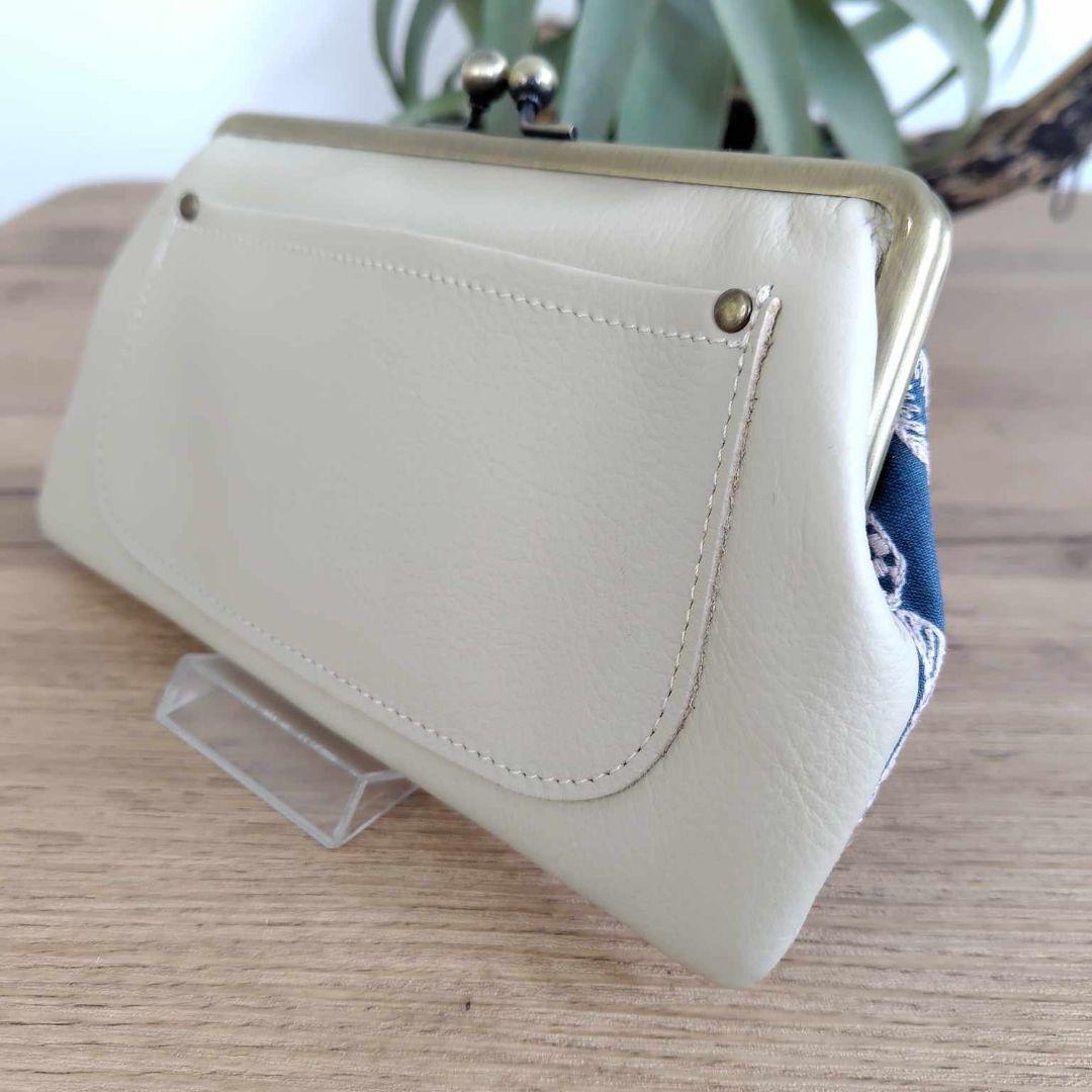 ☆*I様 ①ミナペルホネン/pomppiaポンピア　ブルー/がま口長財布薄型本革