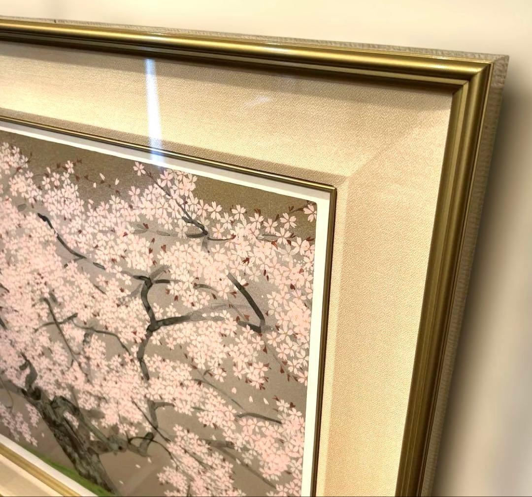 激安正規品）中島千波『春麗山桜』シルクスクリーン絵画版画