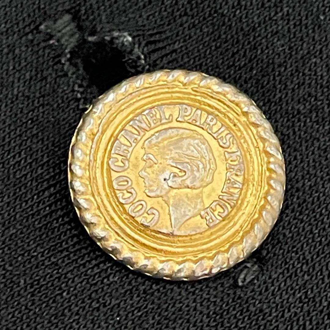 希少 シャネル 金ボタン シルク ワンピース 長袖 黒 44 XL レディース