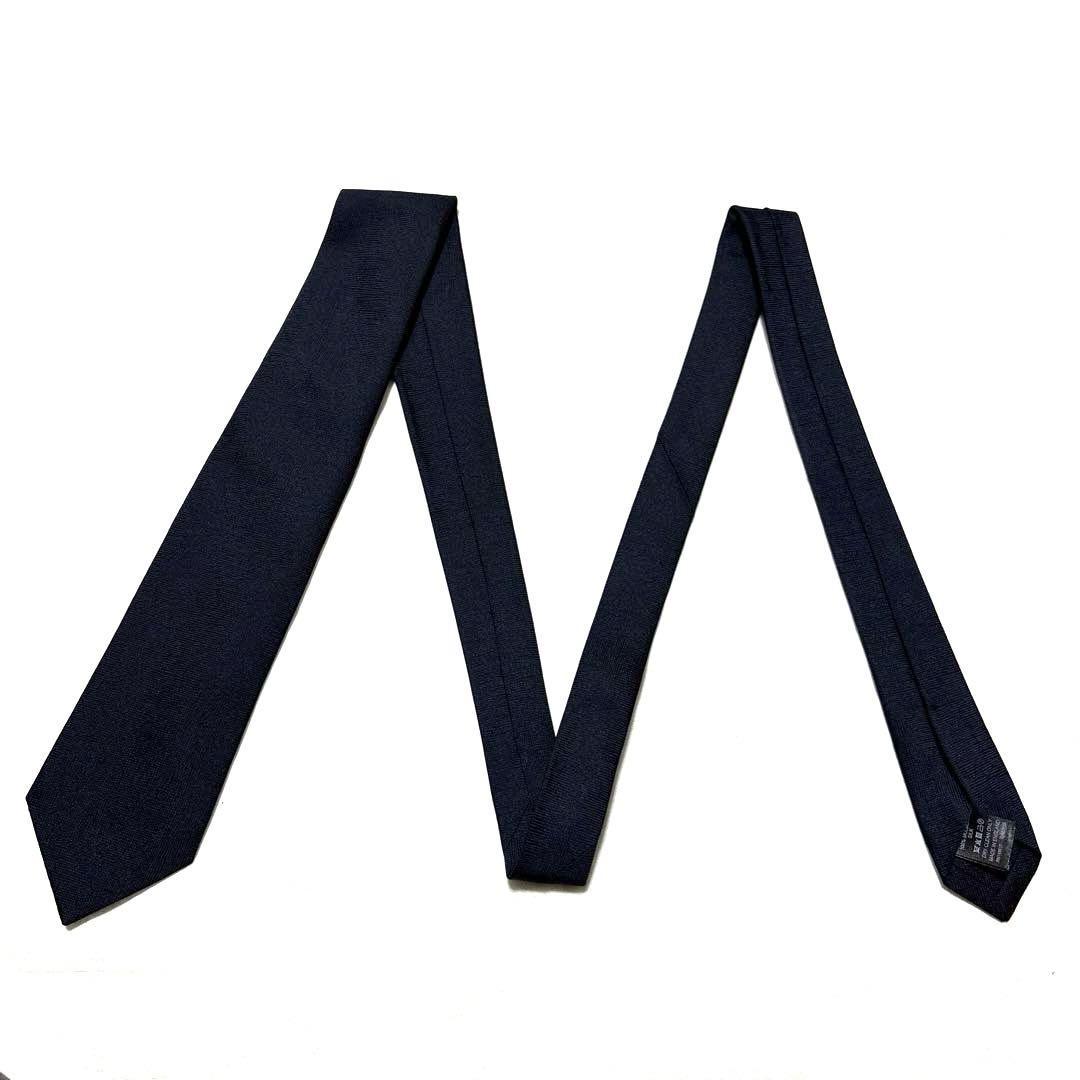 極美品　ダンヒル　ネクタイ　ダークネイビー　無地　ソリッド