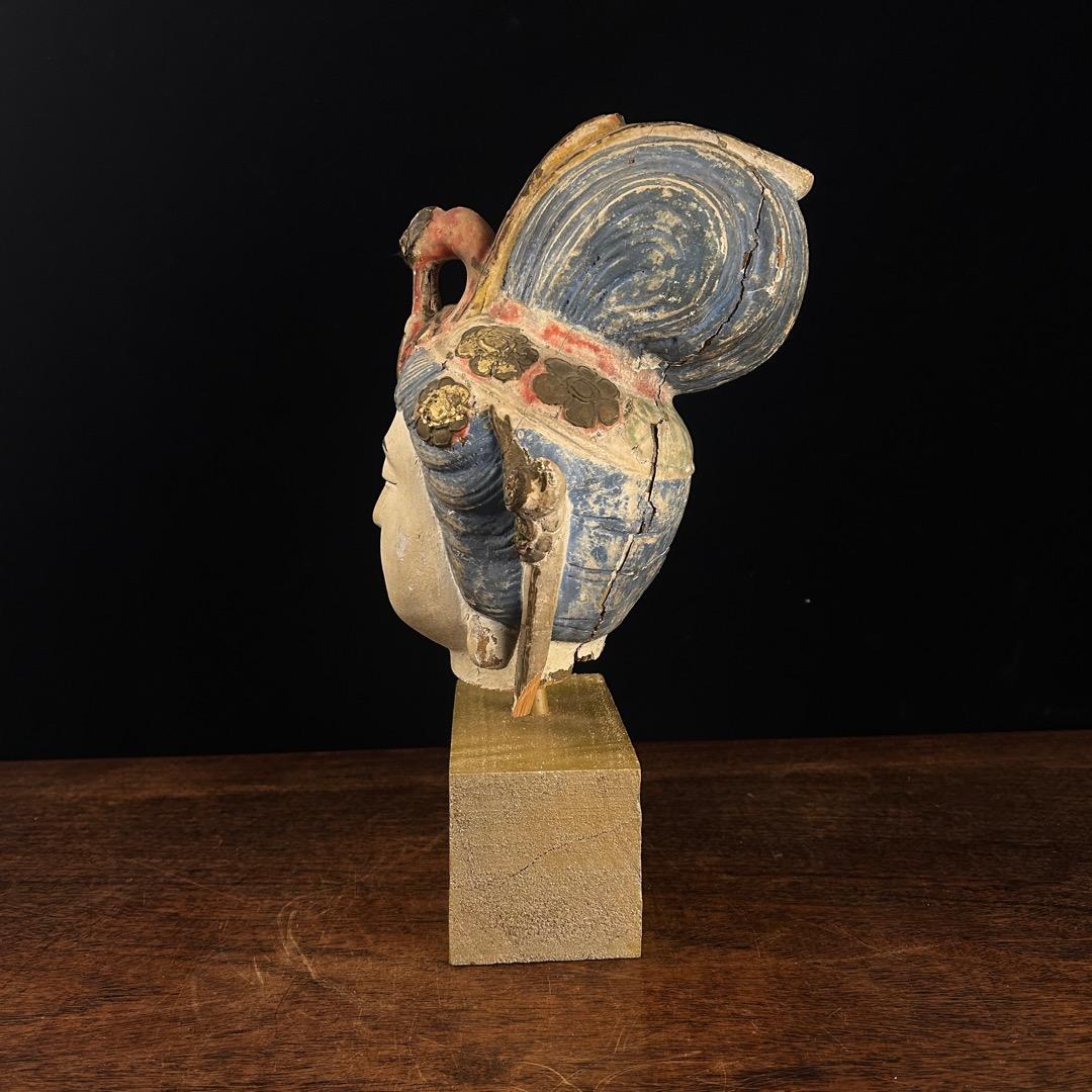 Y*u様 木雕加彩観音 仏頭